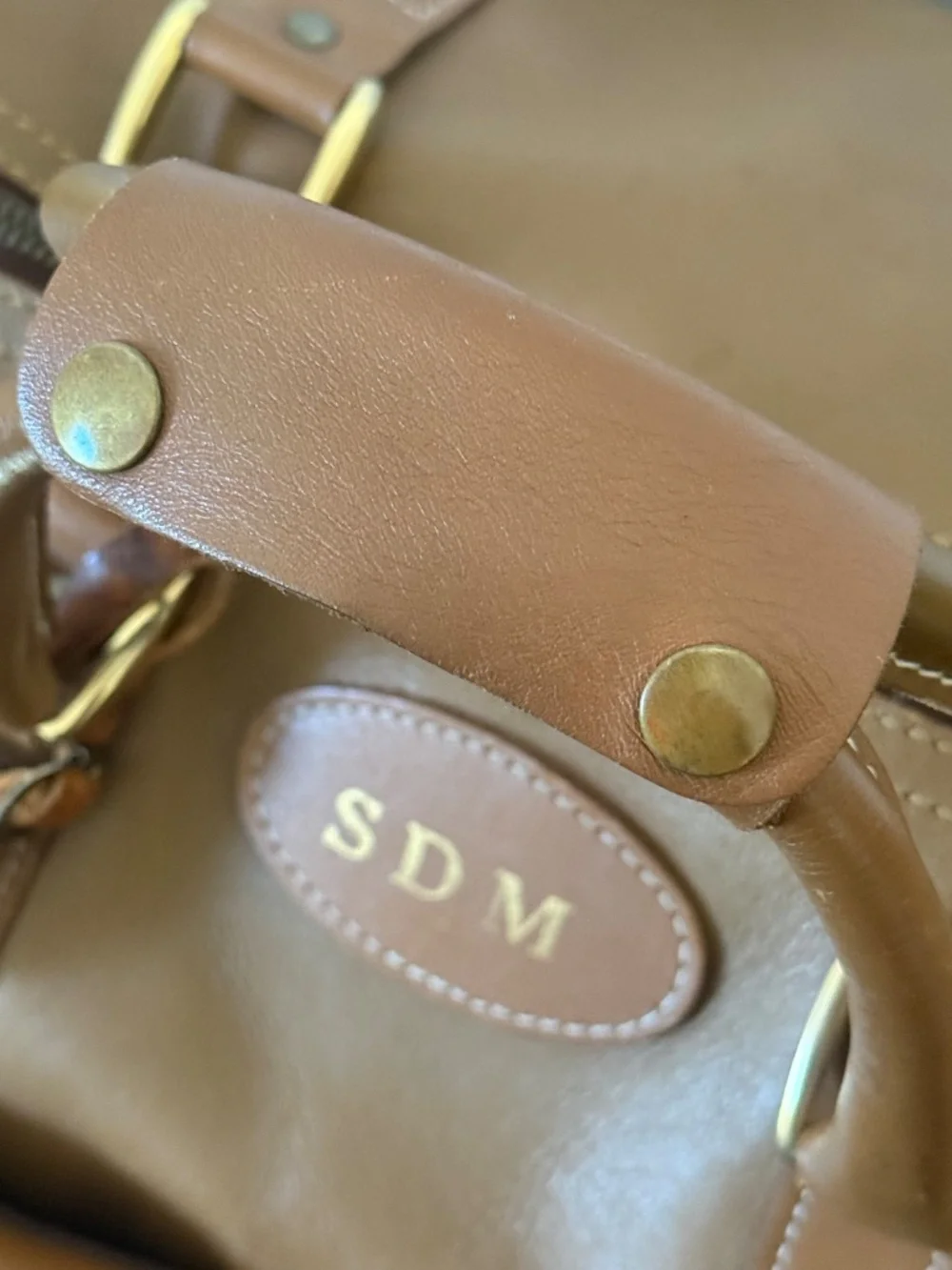 FRENCH California Leather Weekender Duffle Bag Tan Leather Travel Bag